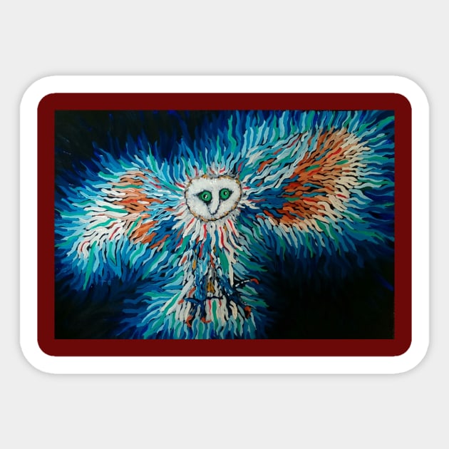 Owl - surrealist style - bird art Sticker by GarryGreenwood